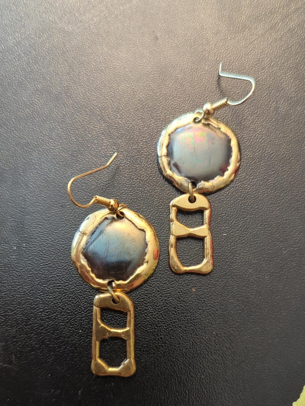 Cast Copper and Gold Plate Brutalist Earrings